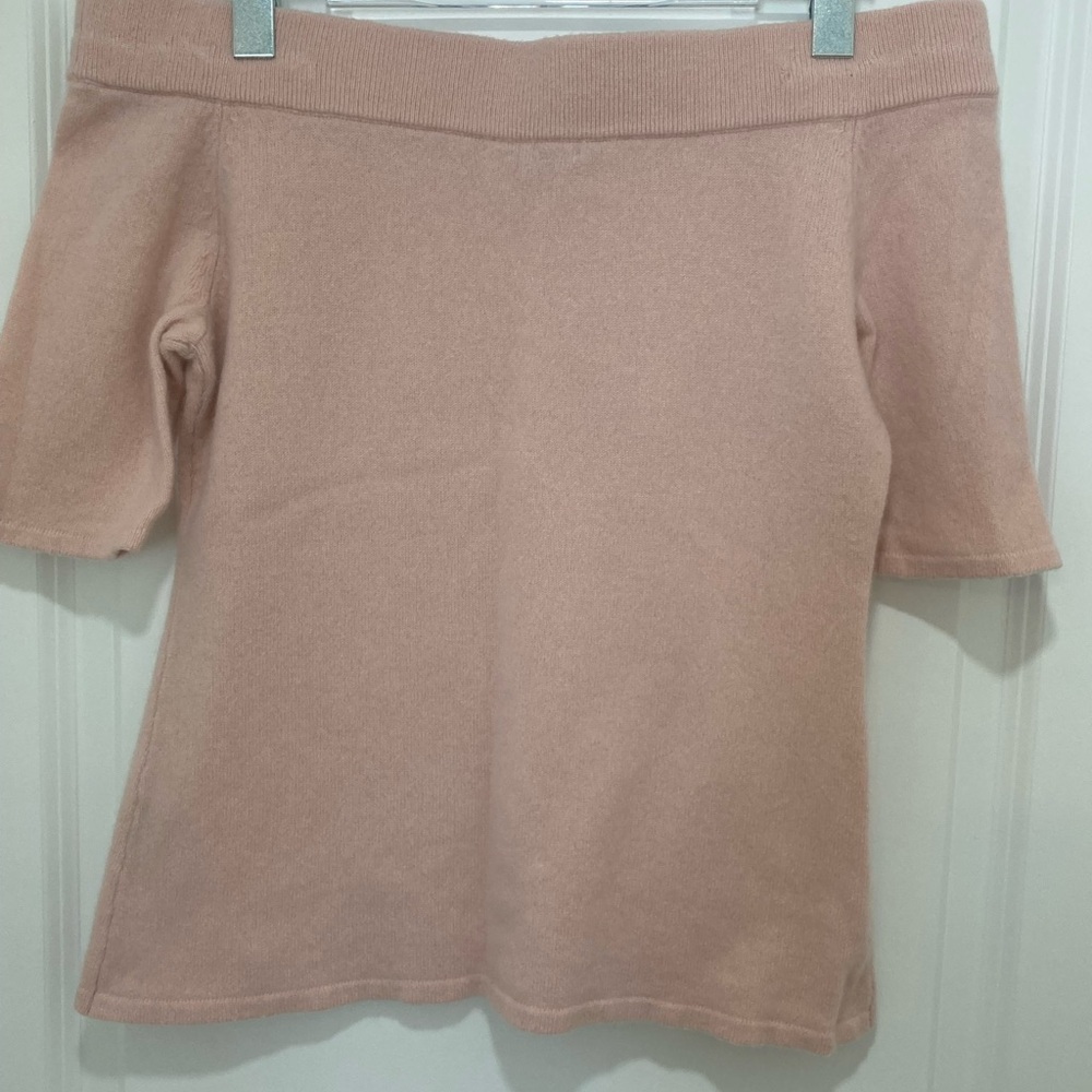 Neiman Marcus Blush Off-the-Shoulder Sweater